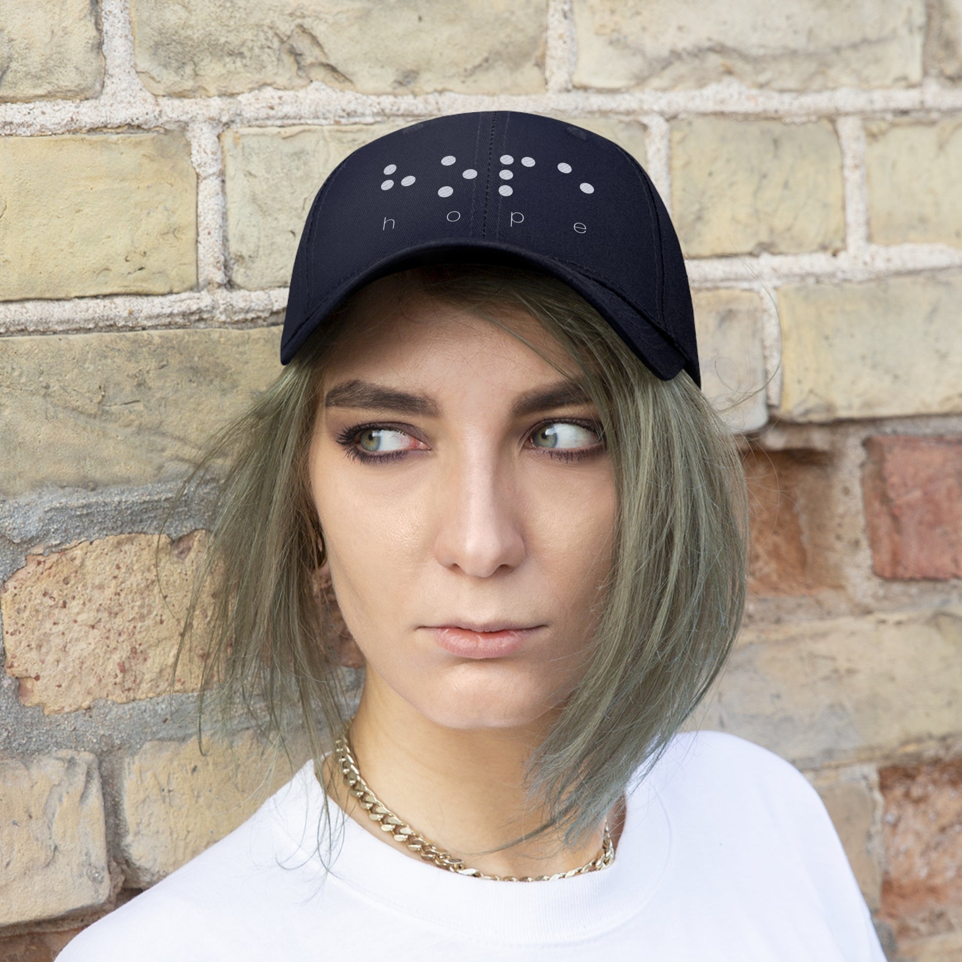 Hope (White Braille Dots) - Unisex Twill Cap