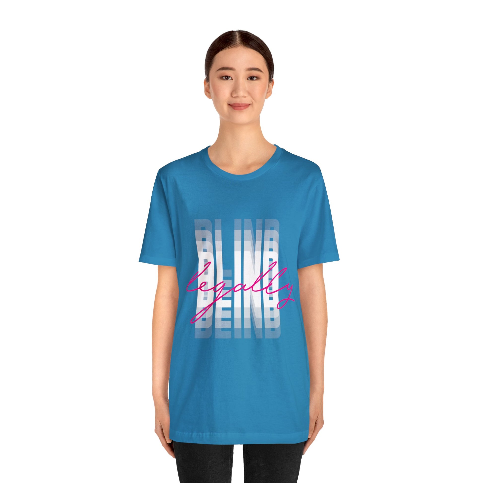 Legally Blind (Blurry) w/ pink- Unisex Jersey Short Sleeve Tee