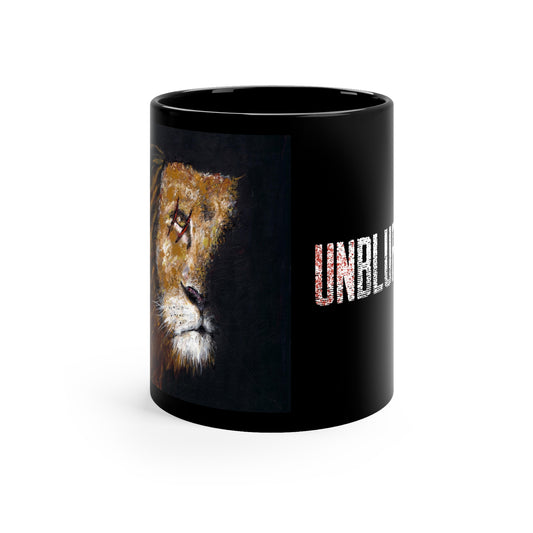 Warrior Lion: Black mug 11oz