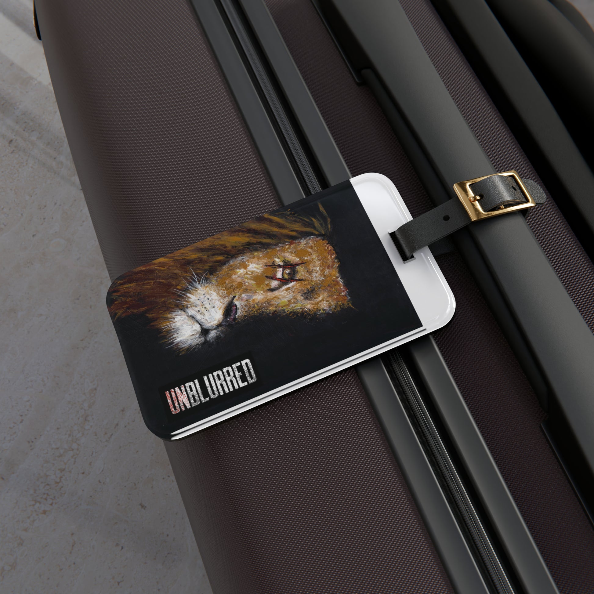 Unblurred Warrior Lion Luggage Tag