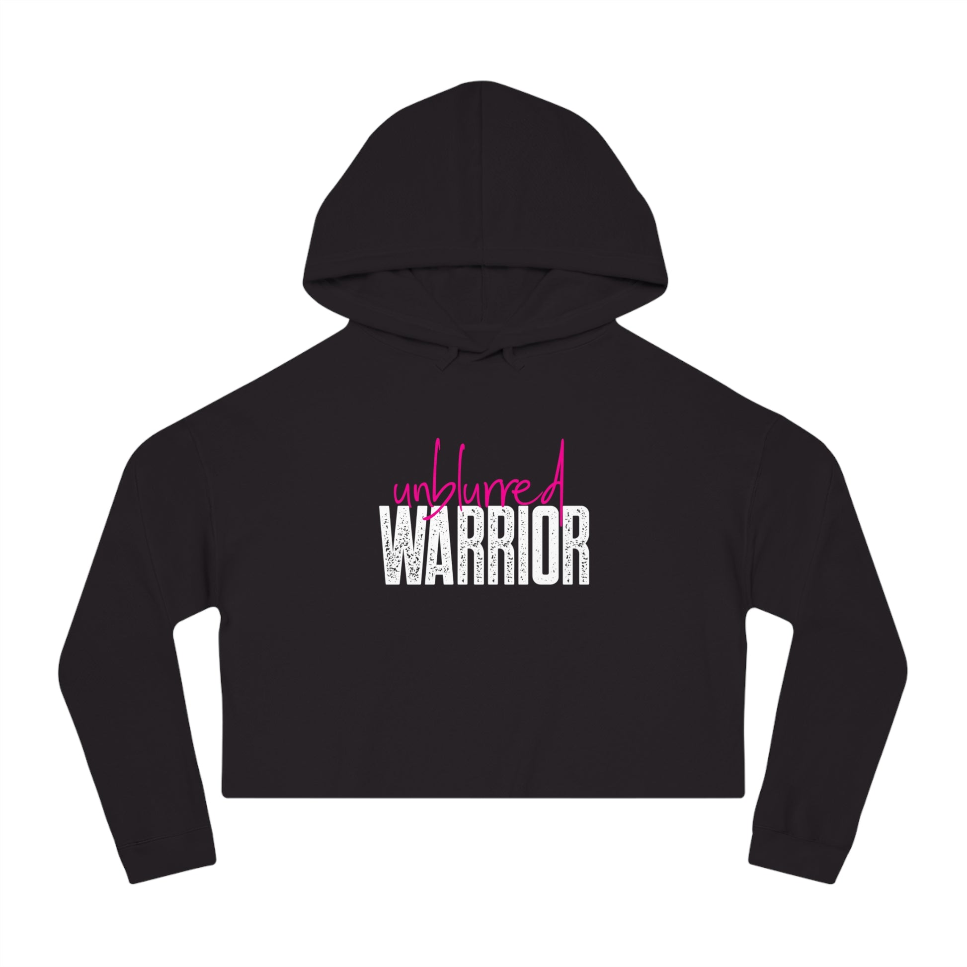 Unblurred Warrior w/ pink -Women’s Cropped Hooded Sweatshirt