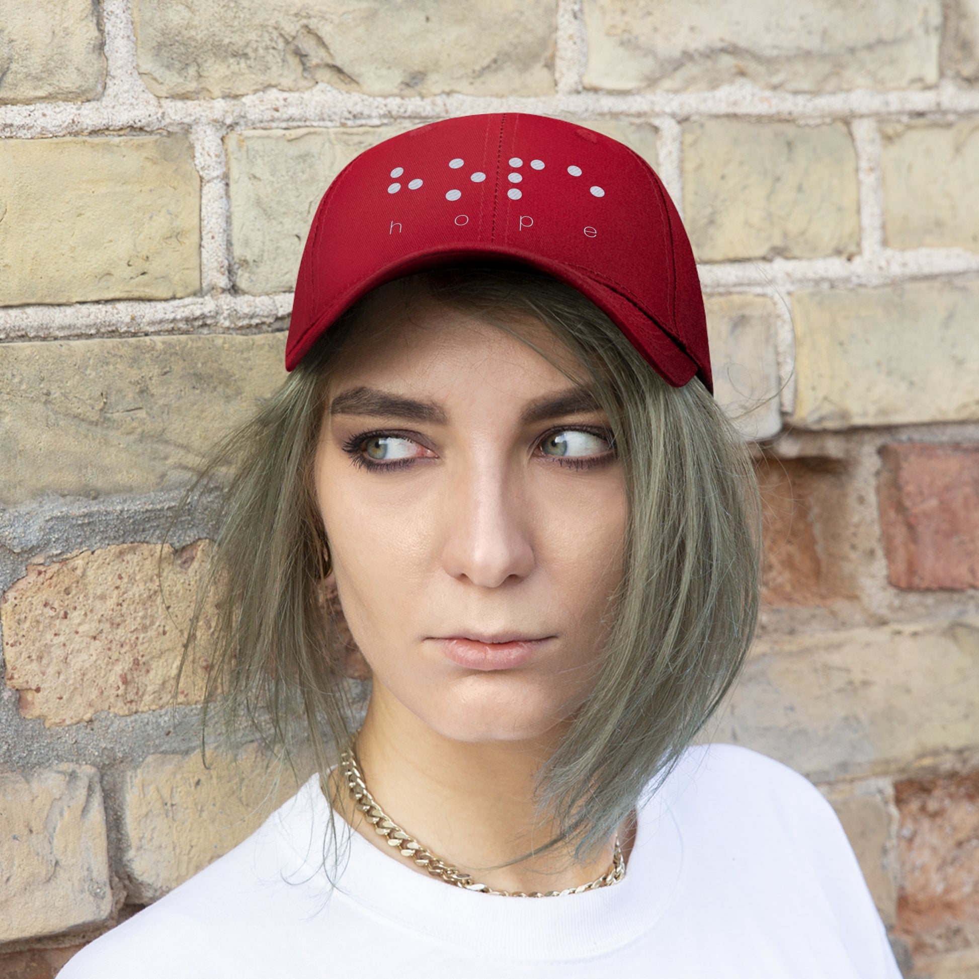 Hope (White Braille Dots) - Unisex Twill Cap