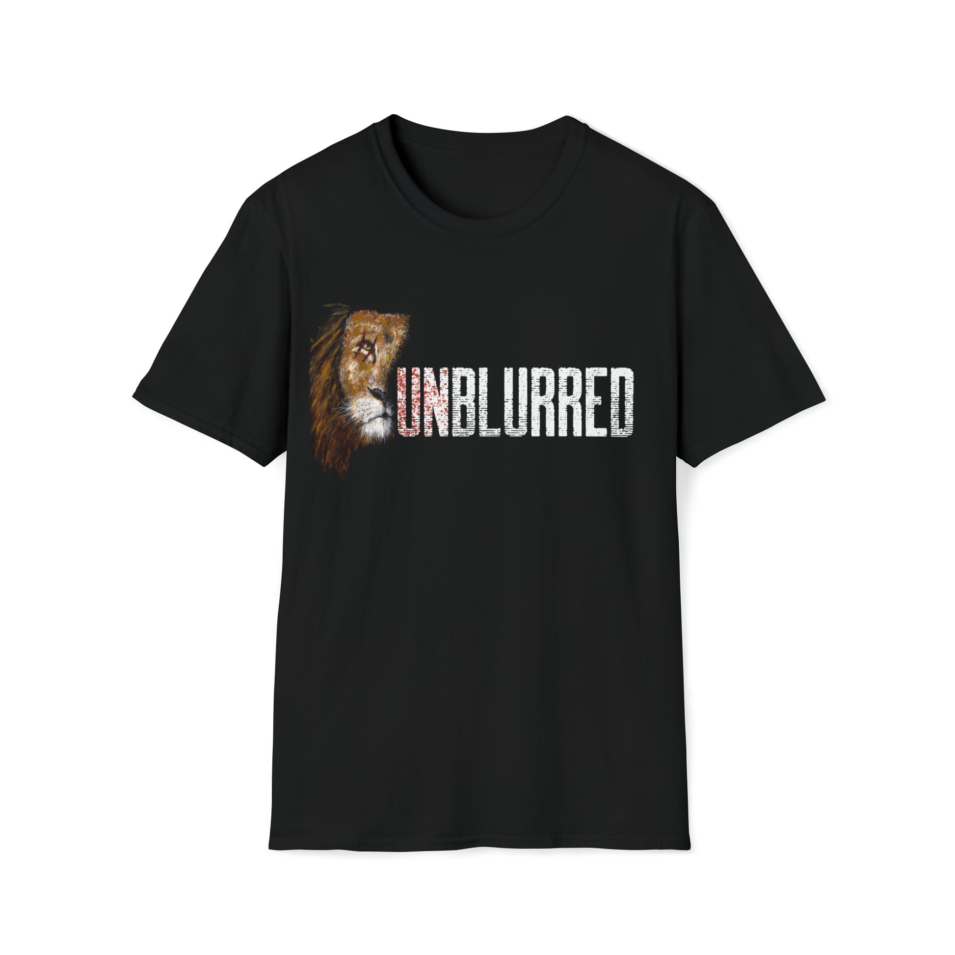 Unblurred Warrior Lion w/ red - Unisex Softstyle T-Shirt/Red