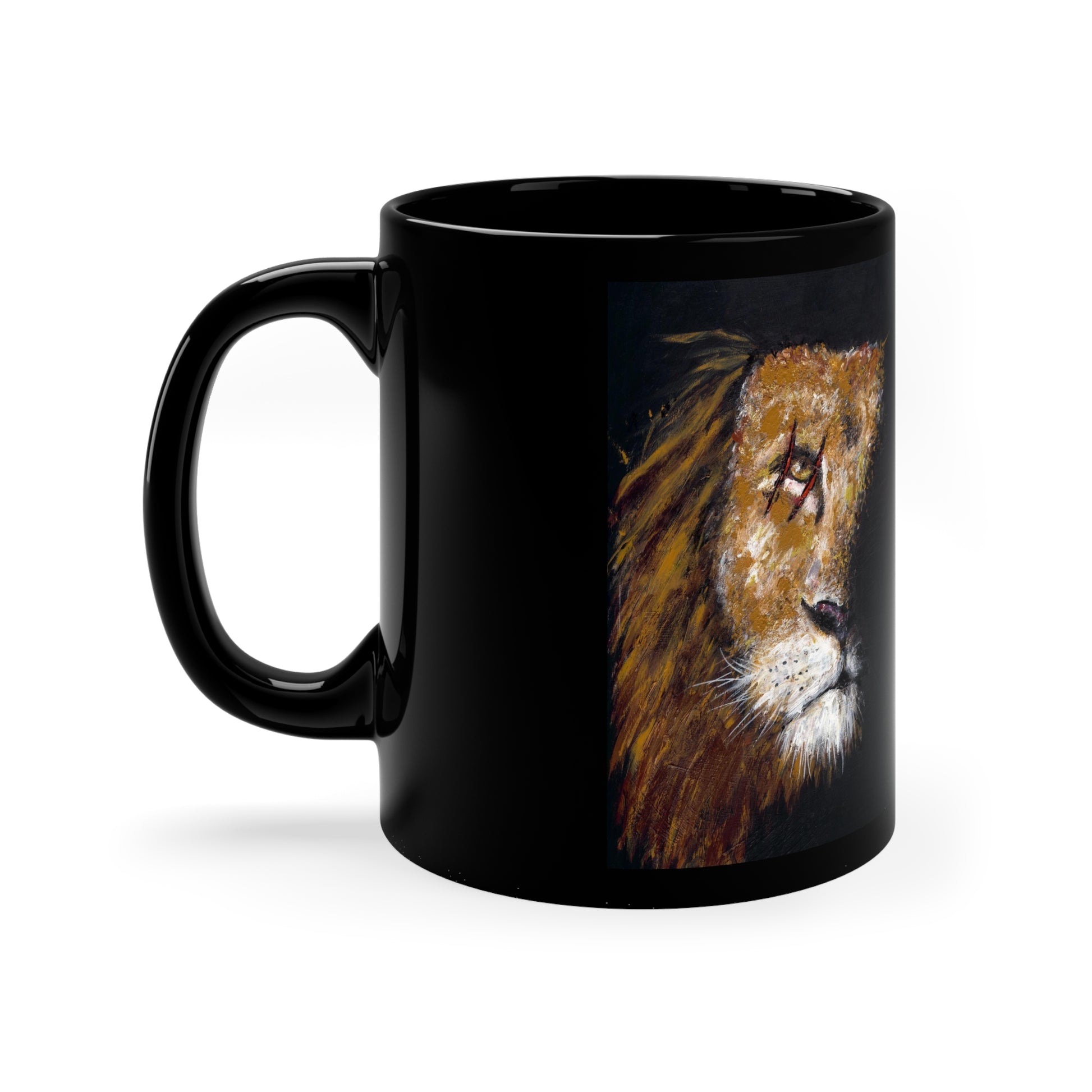 Warrior Lion: Black mug 11oz