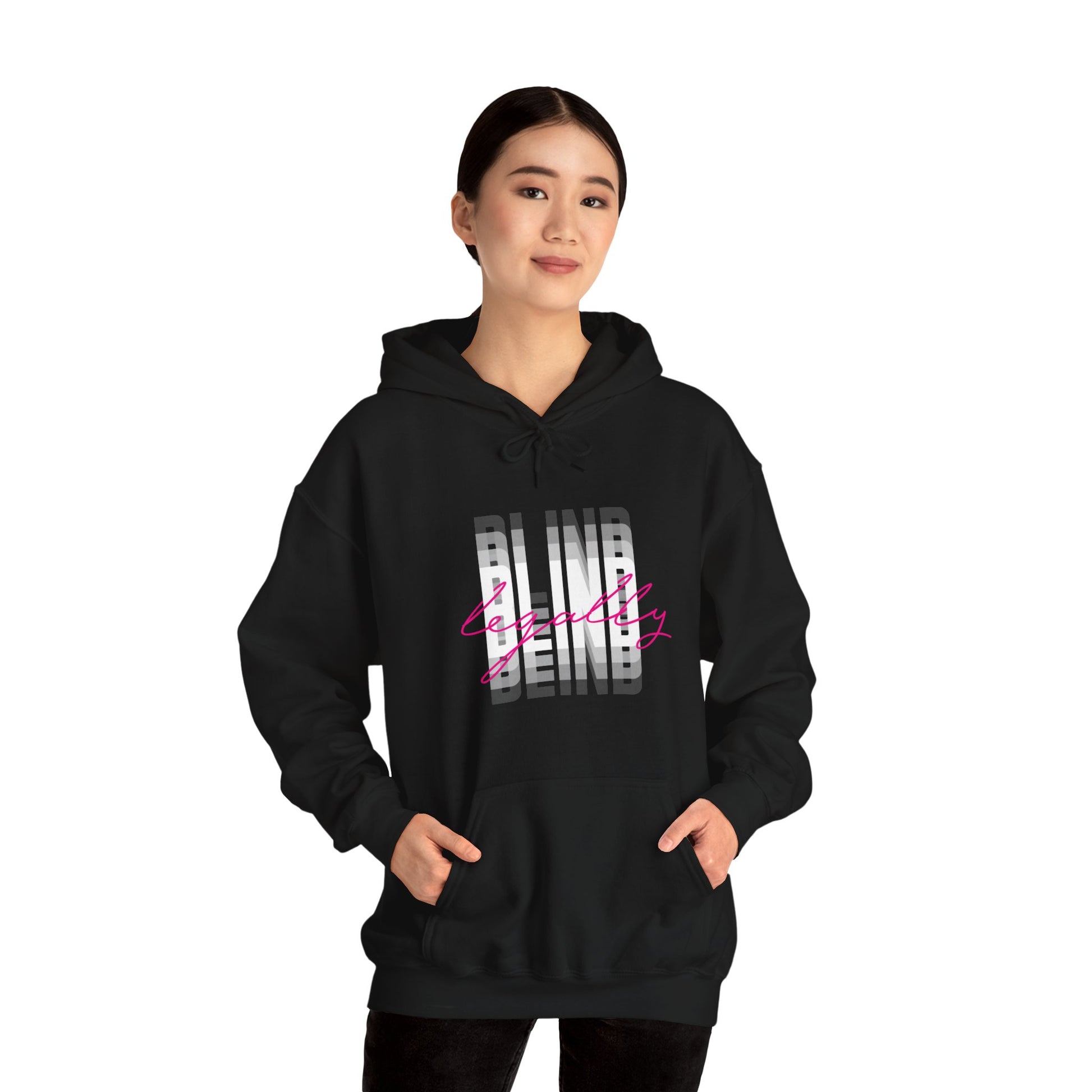 Legally Blind (Blurry) w/ pink- Unisex Heavy Blend™ Hooded Sweatshirt