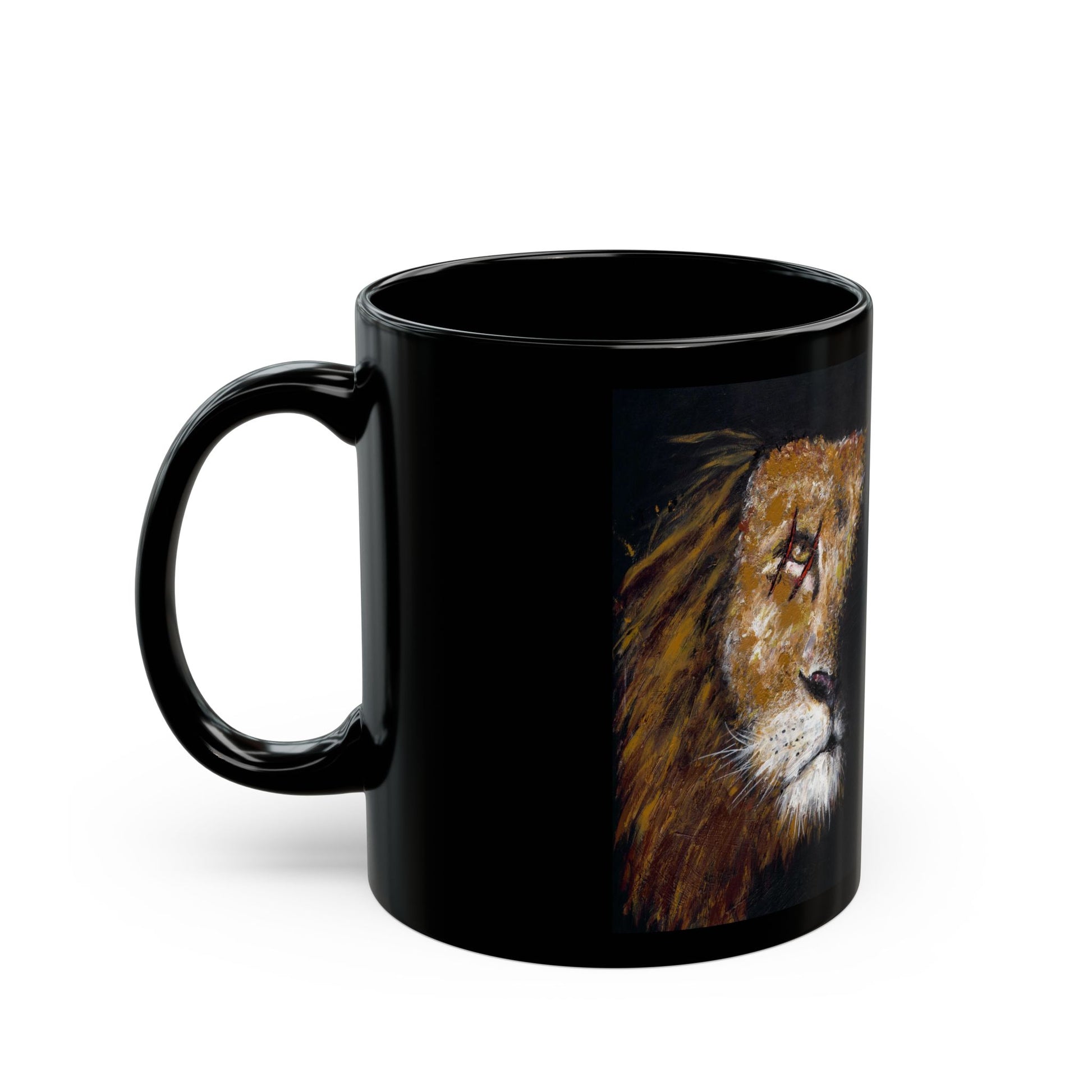 Unblurred Warrior Lion: Black mug 11oz