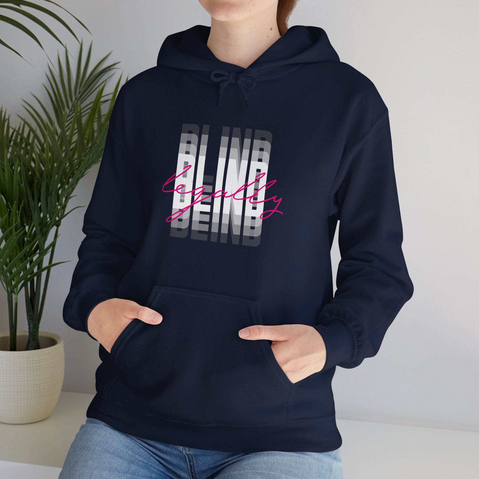 Legally Blind (Blurry) w/ pink- Unisex Heavy Blend™ Hooded Sweatshirt