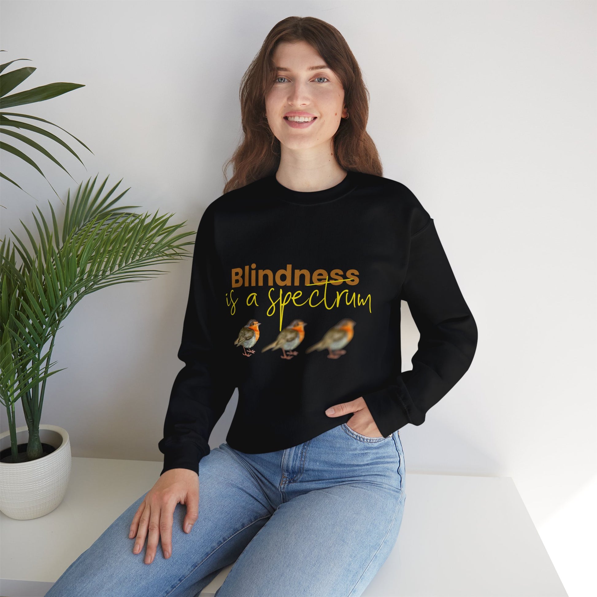 Blindness is a Spectrum Robin bird-- Unisex Heavy Blend™ Crewneck Sweatshirt